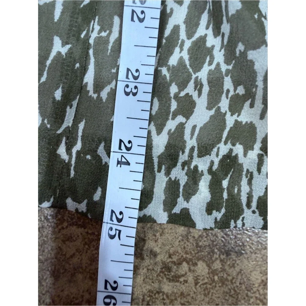 J.Crew 100% Silk Animal Print A-Line Skirt Size 8 Olive Green Midi